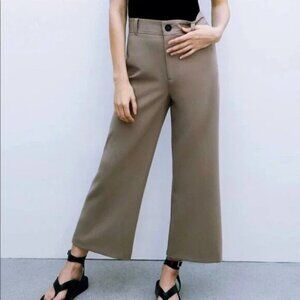 NWT ZARA The Sailor Fit Culottes Size XS Taupe Brown